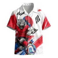 Personalized South Korea White Tiger Soccer Kid Hawaiian Shirt Fierce Football Mascot Korean Flag