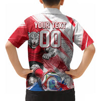 Personalized South Korea White Tiger Soccer Kid Hawaiian Shirt Fierce Football Mascot Korean Flag