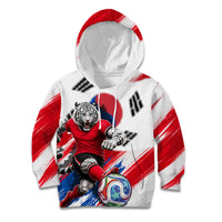 Personalized South Korea White Tiger Soccer Kid Hoodie Fierce Football Mascot Korean Flag