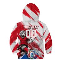 Personalized South Korea White Tiger Soccer Kid Hoodie Fierce Football Mascot Korean Flag