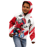 Personalized South Korea White Tiger Soccer Kid Hoodie Fierce Football Mascot Korean Flag