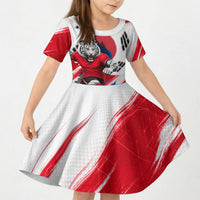 Personalized South Korea White Tiger Soccer Kid Short Sleeve Dress Fierce Football Mascot Korean Flag