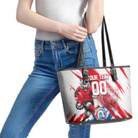 Personalized South Korea White Tiger Soccer Leather Tote Bag Fierce Football Mascot Korean Flag