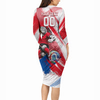 Personalized South Korea White Tiger Soccer Long Sleeve Bodycon Dress Fierce Football Mascot Korean Flag