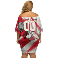 Personalized South Korea White Tiger Soccer Off Shoulder Short Dress Fierce Football Mascot Korean Flag