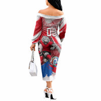 Personalized South Korea White Tiger Soccer Off The Shoulder Long Sleeve Dress Fierce Football Mascot Korean Flag