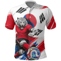 Personalized South Korea White Tiger Soccer Polo Shirt Fierce Football Mascot Korean Flag