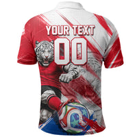 Personalized South Korea White Tiger Soccer Polo Shirt Fierce Football Mascot Korean Flag