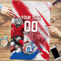 Personalized South Korea White Tiger Soccer Puzzle Fierce Football Mascot Korean Flag
