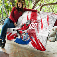 Personalized South Korea White Tiger Soccer Quilt Fierce Football Mascot Korean Flag