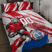 Personalized South Korea White Tiger Soccer Quilt Bed Set Fierce Football Mascot Korean Flag