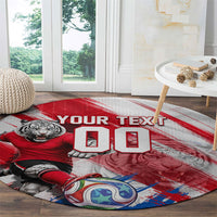 Personalized South Korea White Tiger Soccer Round Carpet Fierce Football Mascot Korean Flag