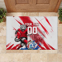 Personalized South Korea White Tiger Soccer Rubber Doormat Fierce Football Mascot Korean Flag