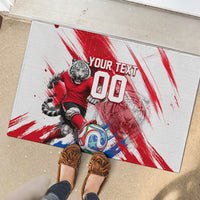 Personalized South Korea White Tiger Soccer Rubber Doormat Fierce Football Mascot Korean Flag