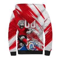 Personalized South Korea White Tiger Soccer Sherpa Hoodie Fierce Football Mascot Korean Flag