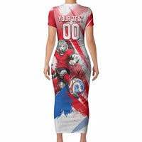 Personalized South Korea White Tiger Soccer Short Sleeve Bodycon Dress Fierce Football Mascot Korean Flag