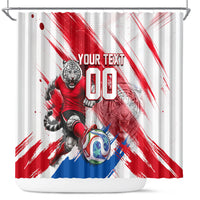 Personalized South Korea White Tiger Soccer Shower Curtain Fierce Football Mascot Korean Flag