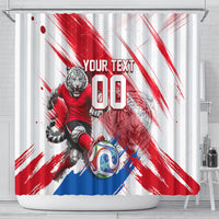 Personalized South Korea White Tiger Soccer Shower Curtain Fierce Football Mascot Korean Flag