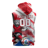 Personalized South Korea White Tiger Soccer Sleeveless Hoodie Fierce Football Mascot Korean Flag