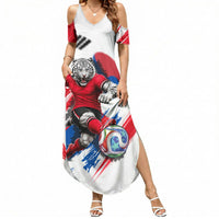 Personalized South Korea White Tiger Soccer Summer Maxi Dress Fierce Football Mascot Korean Flag