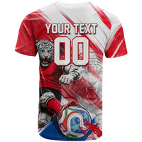 Personalized South Korea White Tiger Soccer T Shirt Fierce Football Mascot Korean Flag