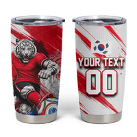 Personalized South Korea White Tiger Soccer Tumbler Cup Fierce Football Mascot Korean Flag