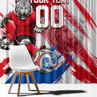 Personalized South Korea White Tiger Soccer Window Curtain Fierce Football Mascot Korean Flag