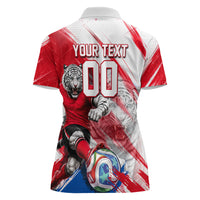 Personalized South Korea White Tiger Soccer Women Polo Shirt Fierce Football Mascot Korean Flag