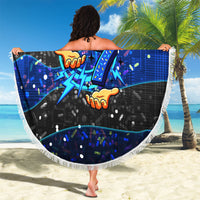 7th Birthday Boys Beach Blanket I was 6 Now Im 7 Gaming And Tech Theme