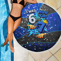 7th Birthday Boys Beach Blanket I was 6 Now Im 7 Gaming And Tech Theme