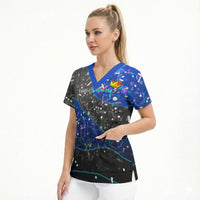 7th Birthday Boys Scrub Top I was 6 Now Im 7 Gaming And Tech Theme