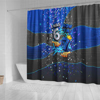 7th Birthday Boys Shower Curtain I was 6 Now Im 7 Gaming And Tech Theme