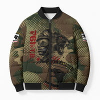 761st Tank Battalion Black Panthers Bomber Puffer Jacket Come Out Fighting Military - Camouflage Halftone