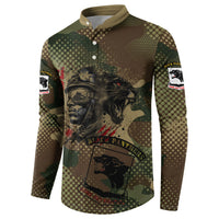 761st Tank Battalion Black Panthers Button Sweatshirt Come Out Fighting Military - Camouflage Halftone
