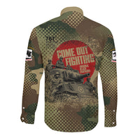 761st Tank Battalion Black Panthers Long Sleeve Button Shirt Come Out Fighting Military - Camouflage Halftone