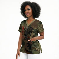 761st Tank Battalion Black Panthers Scrub Top Come Out Fighting Military - Camouflage Halftone