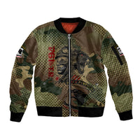 761st Tank Battalion Black Panthers Sleeve Zip Bomber Jacket Come Out Fighting Military - Camouflage Halftone