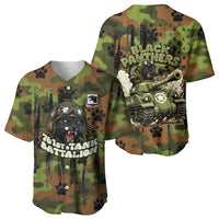761st Tank Battalion African American Baseball Jersey Black Panthers Cartoon Mascot - Military History Camouflage Paw