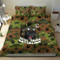 761st Tank Battalion African American Bedding Set Black Panthers Cartoon Mascot - Military History Camouflage Paw