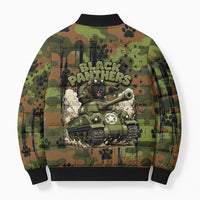 761st Tank Battalion African American Bomber Puffer Jacket Black Panthers Cartoon Mascot - Military History Camouflage Paw