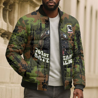 761st Tank Battalion African American Bomber Puffer Jacket Black Panthers Cartoon Mascot - Military History Camouflage Paw