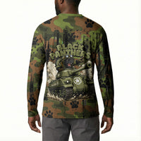 761st Tank Battalion African American Button Sweatshirt Black Panthers Cartoon Mascot - Military History Camouflage Paw