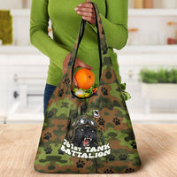 761st Tank Battalion African American Grocery Bag Black Panthers Cartoon Mascot - Military History Camouflage Paw