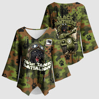 761st Tank Battalion African American Kimono Sleeve Blouse Black Panthers Cartoon Mascot - Military History Camouflage Paw