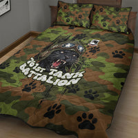 761st Tank Battalion African American Quilt Bed Set Black Panthers Cartoon Mascot - Military History Camouflage Paw