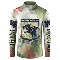 761st Tank Battalion Button Sweatshirt Black Panthers - Come Out Fighting - Military Watercolor