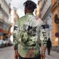 761st Tank Battalion Long Sleeve Button Shirt Black Panthers - Come Out Fighting - Military Watercolor