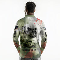 761st Tank Battalion Long Sleeve Polo Shirt Black Panthers - Come Out Fighting - Military Watercolor