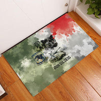 761st Tank Battalion Rubber Doormat Black Panthers - Come Out Fighting - Military Watercolor
