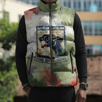 761st Tank Battalion Sleeveless Puffer Jacket Black Panthers - Come Out Fighting - Military Watercolor